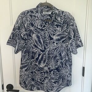 Tommy Bahama Shirt‎ Mens Medium Blue Hawaiian Island Zone The Bahama Coast